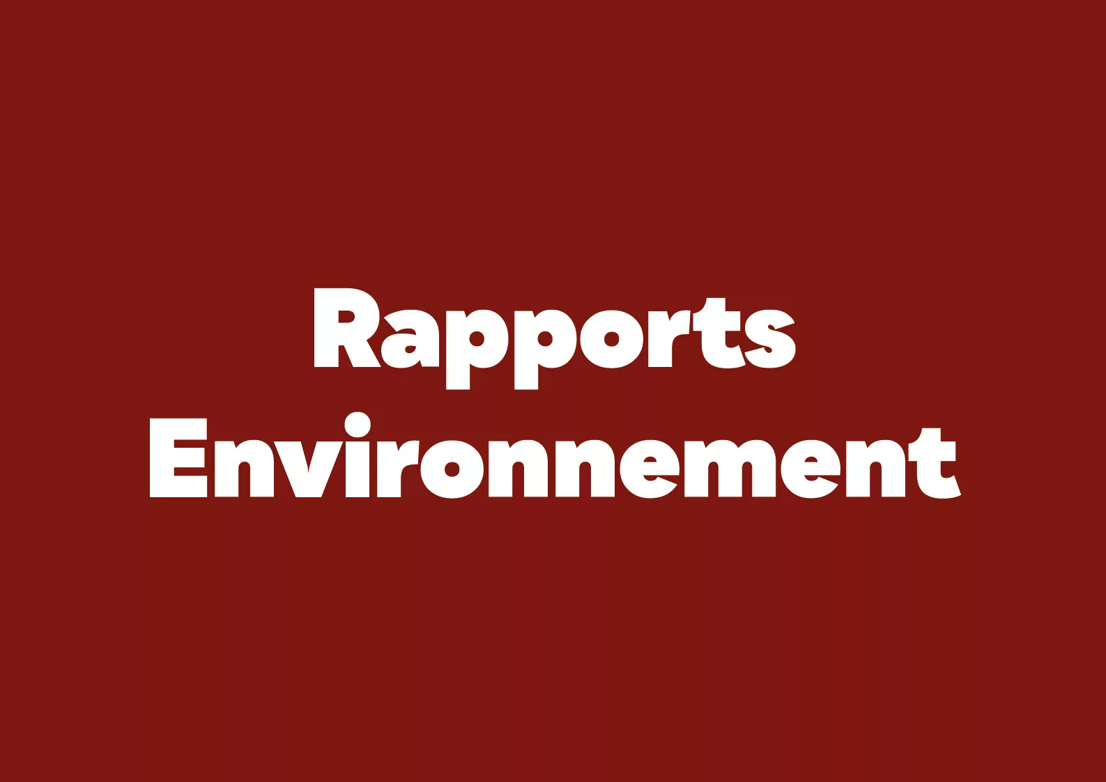 Rapports Environnement