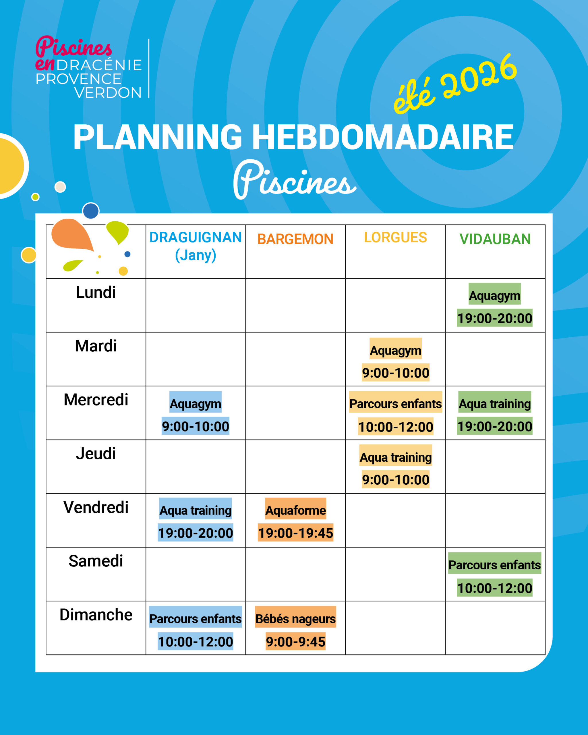 planning hebdo piscines ete 2026